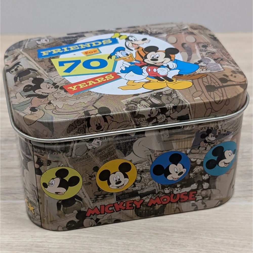 Walt Disney "Friends for 70 Years" Collectible Tin Mickey Goofy Donald + COA